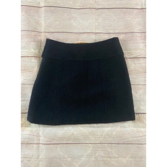 Milly Of New York Women's Black Textured Wool Chain Link Mini Skirt - 2 - Picture 8 of 12